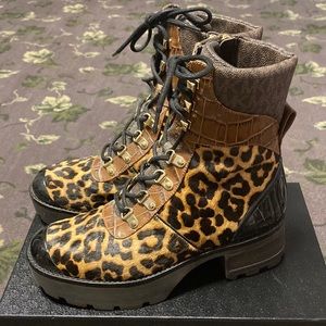 Michael Kors cheetah print combat boots